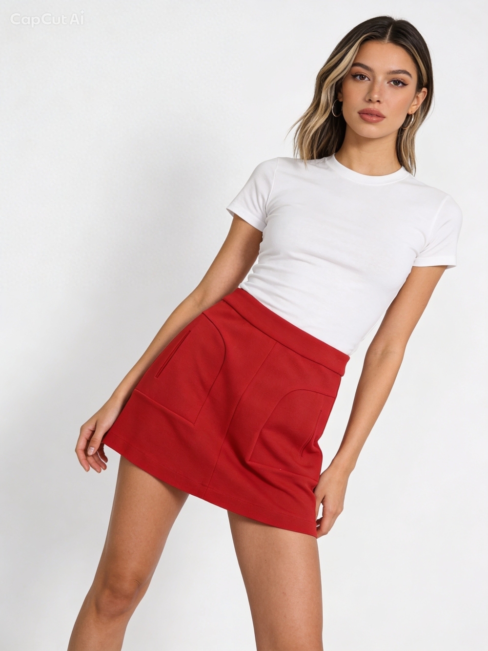 Anthropologie Maeve Red Textured Mini Skirt - Size 4